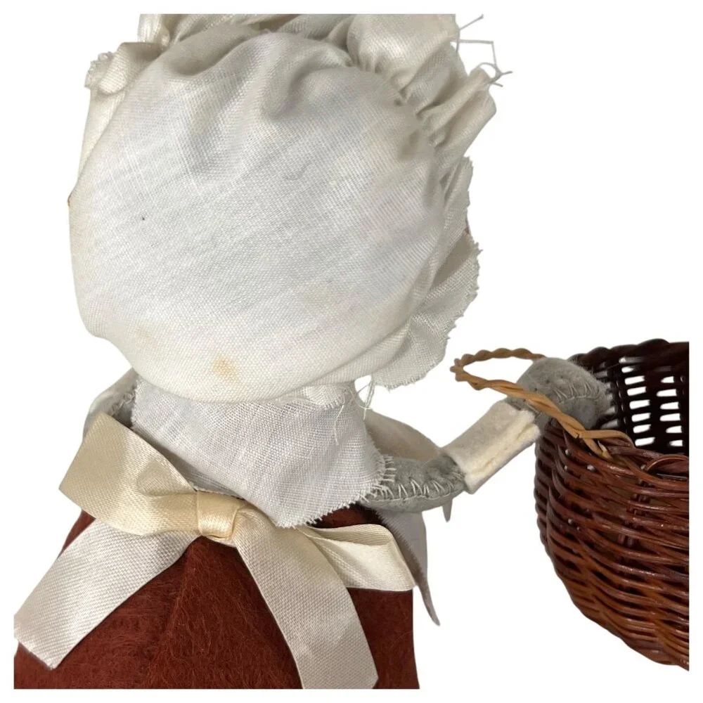 Vintage Annalee Thanksgiving Pilgrim Mice Set With Basket‎ 1986 Autumn Boy Girl